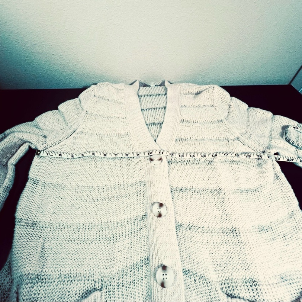 Cream Cable Knit Button Down Cardigan Oversized - Picture 6 of 9